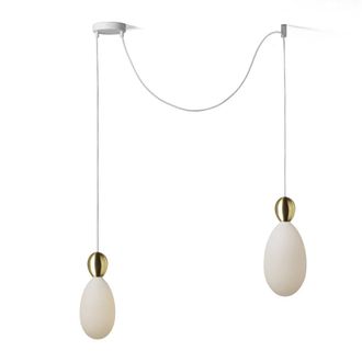 Daylight Italia L&aacute;mpara de techo con 2 pantallas blancas y doradas