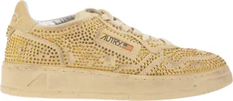 Autry Medalist Low Wildleder-Sneaker mit Strasssteinen
