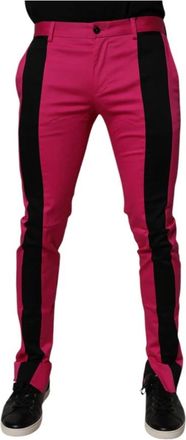 Dolce & Gabbana Italiaanse Gestreepte Pantalon - Heren - Slim Fit Broeken - Roze - M - Katoen - Broeken