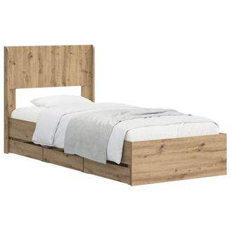 vidaXL Estructura De Cama Con Almacenamiento Y Cabecero Artisan Oak Vidaxl