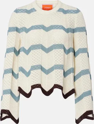 La DoubleJ Chevron crochet cropped cotton sweater