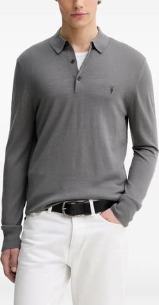 AllSaints Mode button logo polo shirt - men - Merino - L - Grey
