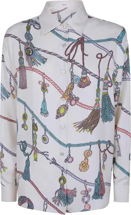 Versace Shirt Silk Twill Print Hangin Out Allover