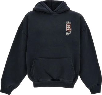 Rhude Logo-Print Hoodie van Katoen-Jersey - Heren - Hoodies - Zwart - M - Katoen - Hoodies & sweatvesten