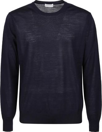 Ballantyne Effen Trui - Heren - Ronde hals truien - Blauw - M - Wol - Truien & Vesten
