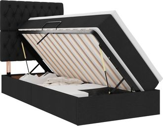 vidaXL Letto Con Contenitore E Materasso Nero 100 X 200 Cm Tessuto Vidaxl
