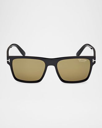 Tom Ford Mens Calder Polarized Acetate Square Sunglasses