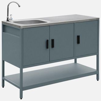 Sweeek Mobile da esterno in acciaio con lavandino, 120cm