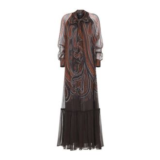 Etro Abito Lungo in Seta - - Dresses - Donna - Marrone - S