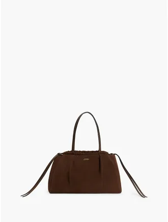 Tommy Hilfiger Womens Gathered Suede Shoulder Bag - Fondant Brown