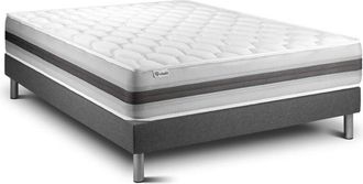 VITALIT Vitalit - Base Tapizada Gris + Colch&oacute;n Con Muelles Y Viscoel&aacute;stica 160 X 200
