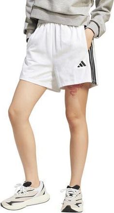 adidas 3-Stripes Shorts in White/Black at Nordstrom Rack, Size Medium