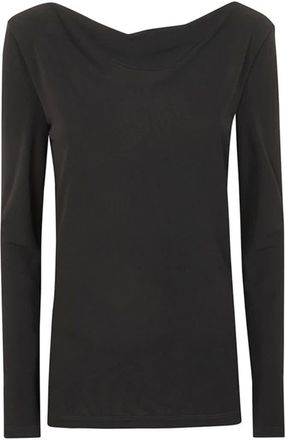 Alberta Ferretti Black Maglietta Draped Viscose Sweater