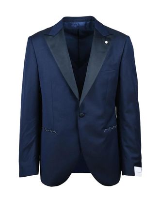 Lubiam Fitted Wool Jacket with Satin Lapel and Elegant Silhouette