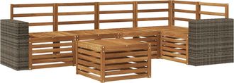 vidaXL Conjunto De Sof&aacute;s De Exterior 6 Uds. Natural Poli&eacute;ster Vidaxl