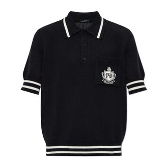 Balmain Polo Shirts, male, Black, Size: 2XL Polo with pocket