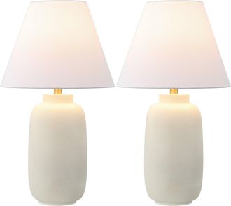 Jonathan Y Designs Elinore Minimalist Scandinavian Resin/Iron Ginger Jar LED Table Lamp