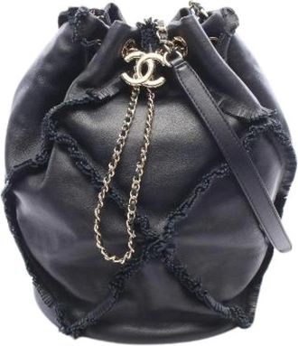 Chanel Pre-owned Coco Mark Lamslederen Bucket Bag - Dames - Vintage Tas - Zwart - ONE Size - Leer - Vintage