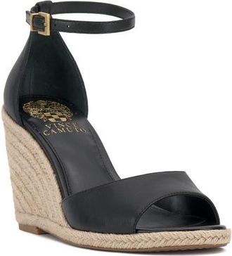 Vince Camuto Felyn Espadrille Wedge Sandal in Black/Black at Nordstrom, Size 5.5
