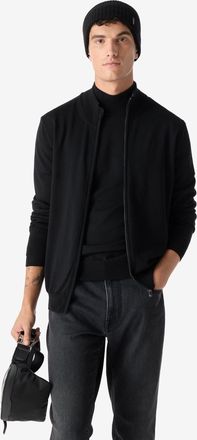 Corneliani Black full zip extra fine wool jumper