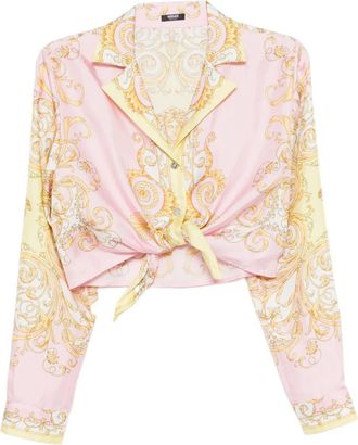 Versace Camicia in twill di seta con stampa - Rosa