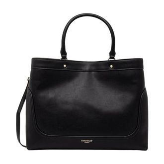 Twinset Bolso Shopper de Grano Liso - Bags - Mujer - Negro - ONE SIZE