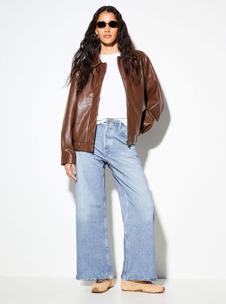 Kuwalla Womens Terry underside faux-denim wide-leg pant