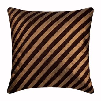 OEM Fundas Para Cojines De Sof&aacute;, Fundas Decorativas Marrones De 18x18 Pulgadas, Fundas De Almohada Decorativas De Seda A Rayas, Estilo Vintage Marr&oacute;n, Hec