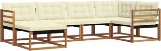 vidaXL Conjunto De Sof&aacute;s De Exterior 6 Uds. Natural Y Crema Vidaxl