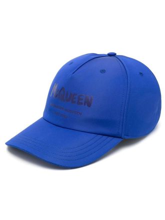 Alexander McQueen Blue Graffiti Logo Baseball Hat