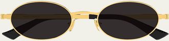 Bottega Veneta Bv1470S Golden Metal Oval Sunglasses