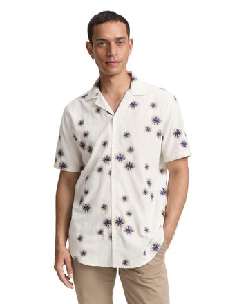 Tom Tailor Kurzarmhemd TOM TAILOR, Herren, Gr. XXL, N-Gr, rot (embroiderot desert), Web, Obermaterial: 53% Baumwolle, 47% Viskose, bedruckt, gerade h&uuml;ftbedeckend