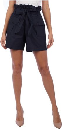 Emporio Armani Hoge Taille Moderne Shorts - Dames - Bermuda - Blauw - XL - Katoen - Korte Broeken