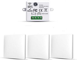 OEM Interruptor Inal&aacute;mbrico Rf433 - Paquete De 3 Unidades Con Transmisor Y Receptor, 10 A, 240 V, Compatible Con Sistemas De Dom&oacute;tica