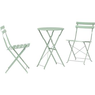 vidaXL Conjunto De Bistro Plegable 3 Pcs Menta Claro Acero Vidaxl