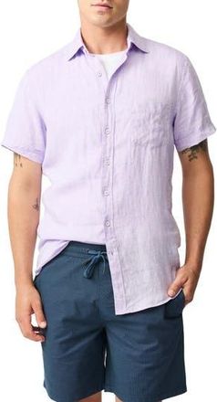 Rodd & Gunn Palm Beach Sports Fit Short Sleeve Linen Button-Up Shirt in Lilac at Nordstrom Rack, Size Xx-Large