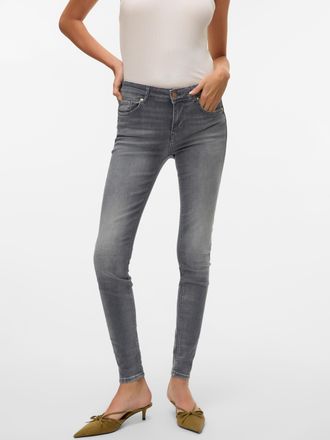 Vero Moda Skinny-fit-Jeans VERO MODA VMLUX MR SLIM JEANS, Damen, Gr. M (38), L&auml;nge 30, blau (medium grau denim), Denim/Jeans, Obermaterial: 92% Baumwolle, 6% El