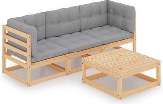 vidaXL Muebles De Jard&iacute;n 4 Piezas Con Cojines De Madera De Pino Maciza Vidaxl