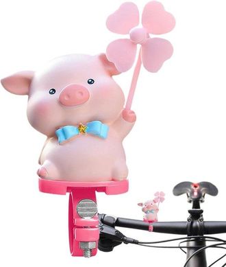 OEM Lindo Cerdito Rosa Con Molino De Viento Giratorio En Forma De Coraz&oacute;n: Decoraci&oacute;n Para Bicicleta, Patinete O Scooter Infantil, F&aacute;cil De Colocar