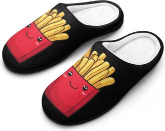 Generic Cute French Fries Womens Slippers Warm House Slippers Indoor House Shoes with Anti-Skid Rubber Sole