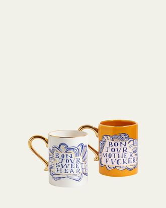 L'OBJET x Ruan Hoffmann Bonjour Sweetheart & Mother 13.5 oz. Mugs, Set of 2