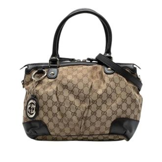 Gucci Pre-owned Handbags, female, Brown, Size: ONE SIZE Pre-owned Canvas Handbag