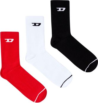 Diesel Three-pack ribbed socks with D logo - Socks - Man - Multicolor