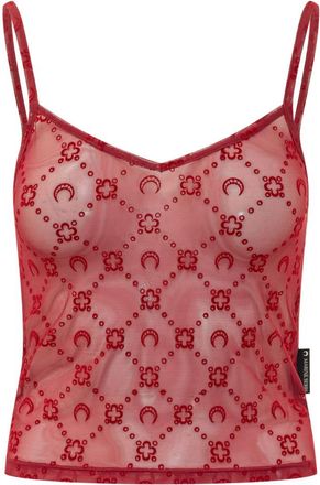Marine Serre Red Printed V Neck Top