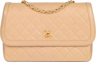 Chanel Beige Vintage Quilted Leather Flap Bag & Waller