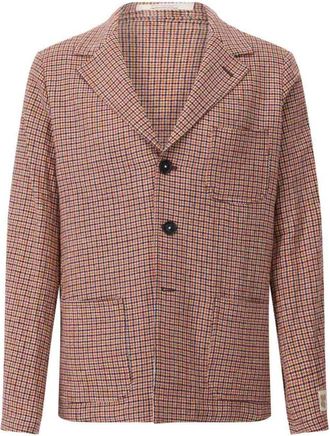 Massimo Alba Wollen blazer in houndstooth-patroon - Heren - Blazers - Oranje - L - Wol - Jassen