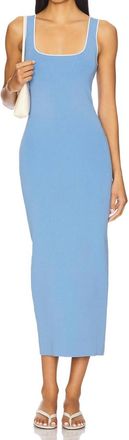Autumn Cashmere Bodycon Square Neck Dress In Periwinkle/white