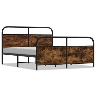 Berkfield Home Metal Bed Frame without Mattress Smoked Oak 150x200 cm King Size in Brown
