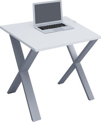 ebuy24 Vcm Wood Desk Al. 76 X An. 80 X P. 80 Cm Mesa De Ordenador Lisa Pies De Metal De Alta Calidad Mesa De Trabajo Muebles De Oficina - Lona X (plata / Bla