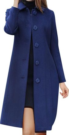 Generic Womens Winter Wool Coat, Button-Up Long Coat for Ladies, Elegant Full-Length Overcoat, Slim Fit Casual Wool Blend Jacket, Classic Warm Outerwear for W
